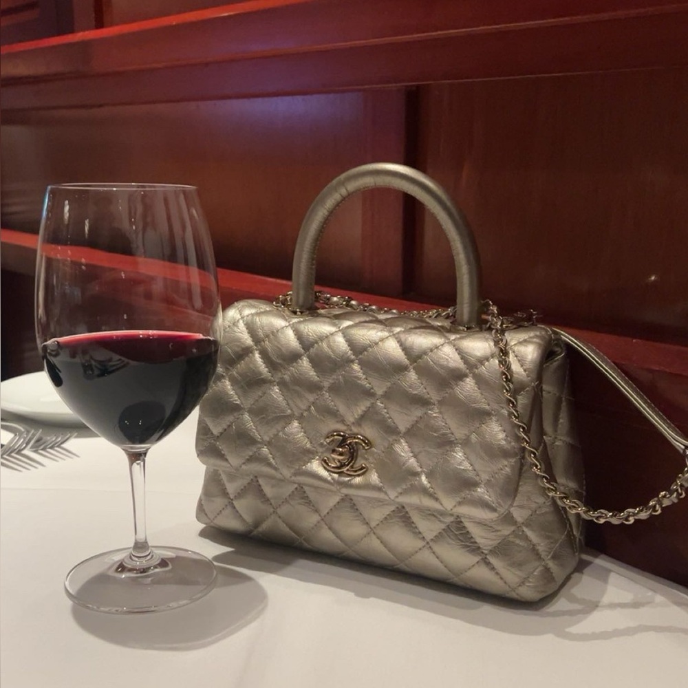 CHANEL Metallic champagne GOLD Mini Bag